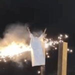 Figurino de Henri Castelli pega fogo em encenação da ‘Paixão de Cristo’ (Foto: Reprodução)